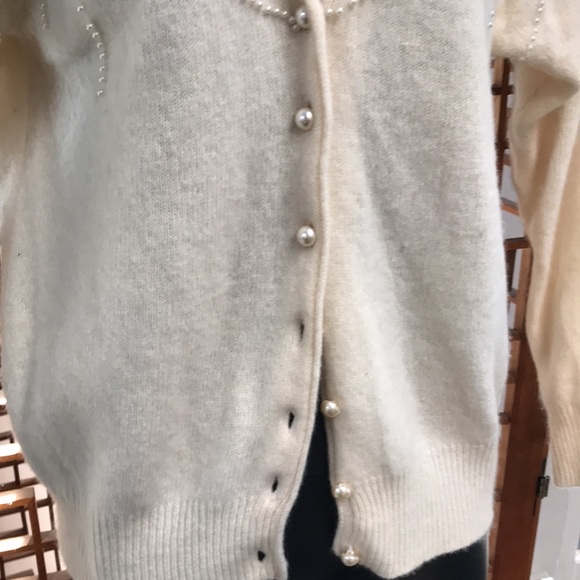 Della Knit sweater with beading, quilting’s d faux leather on shoulders. Size S - Picture 5 of 11